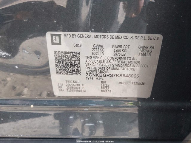 3GNKBGRS7KS648065 Chevrolet Blazer