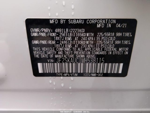 2021 SUBARU FORESTER JF2SKAUC1MH538115 Photo 8