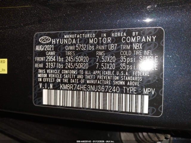 2022 HYUNDAI PALISADE KM8R74HE3NU367240 Photo 8