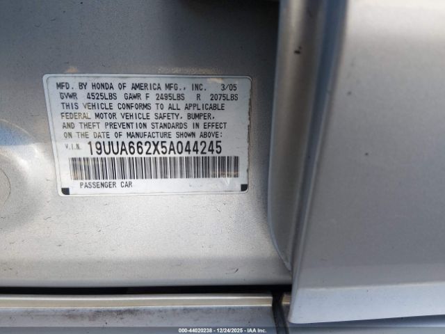 2005 ACURA TL 19UUA662X5A044245 Photo 8