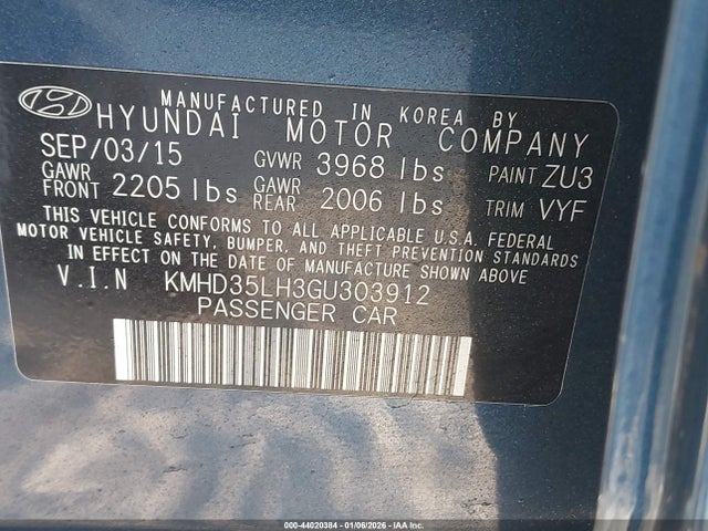 KMHD35LH3GU303912 Hyundai ELANTRA GT