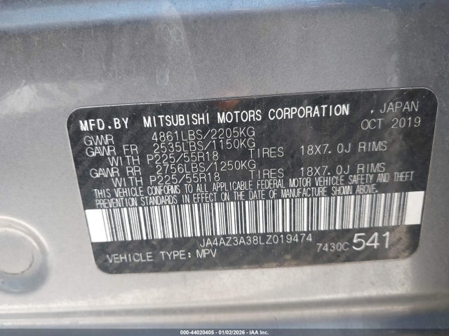 2020 MITSUBISHI OUTLANDER JA4AZ3A38LZ019474 Photo 8