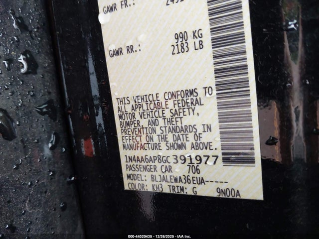 1N4AA6AP8GC391977 Nissan Maxima 3.5 Sl