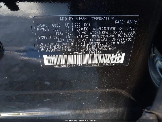 4S4WMAFD1L3406818 Subaru Ascent Premium