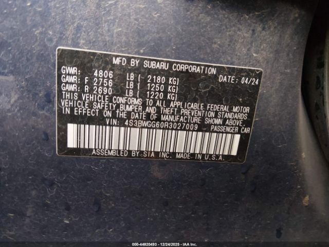 2024 SUBARU LEGACY 4S3BWGG60R3027009 Photo 8