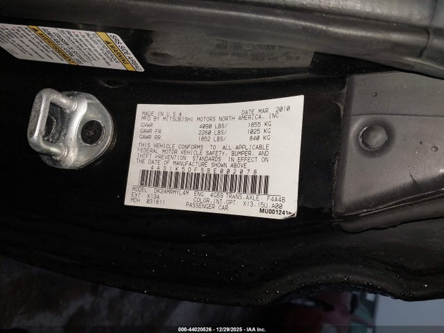 2011 MITSUBISHI ECLIPSE 4A31K5DF5BE002078 Photo 8