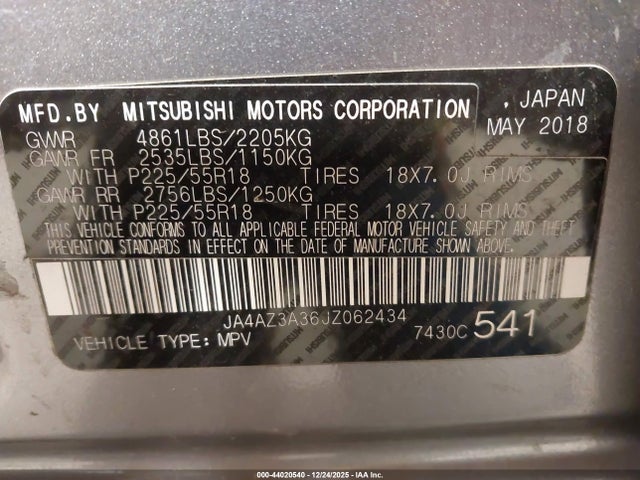 2018 MITSUBISHI OUTLANDER JA4AZ3A36JZ062434 Photo 8