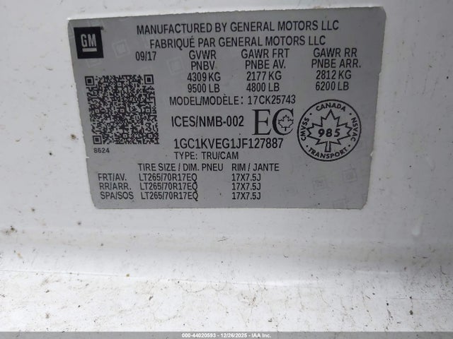 1GC1KVEG1JF127887 Chevrolet Silverado 2500hd Lt