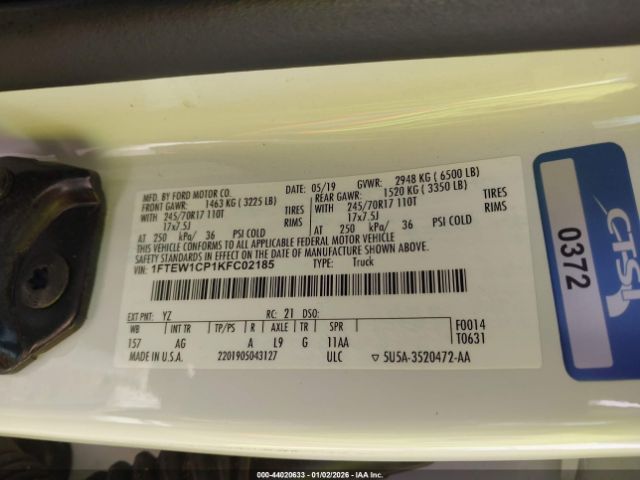 2019 FORD F-150 1FTEW1CP1KFC02185 Photo 8