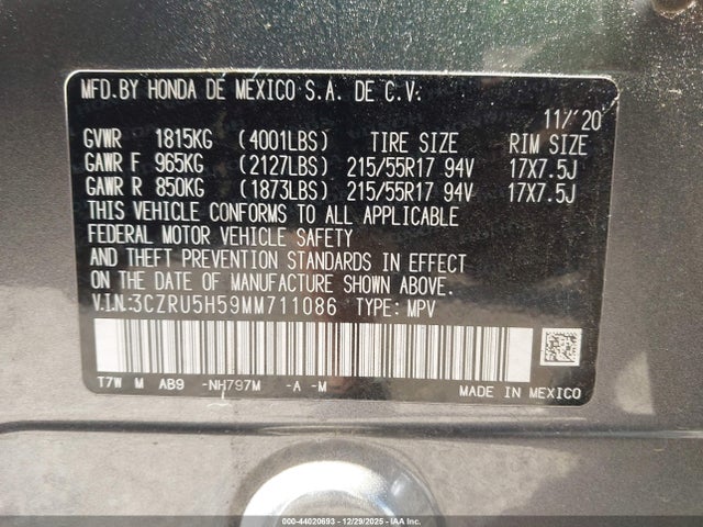 3CZRU5H59MM711086 Honda Hr-v 2wd Ex