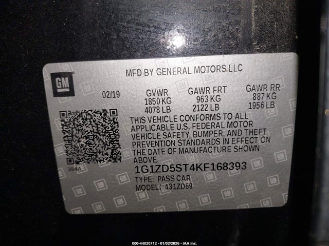 2019 CHEVROLET MALIBU 1G1ZD5ST4KF168393 Photo 8