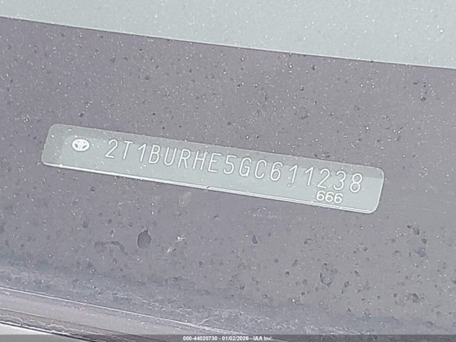 2T1BURHE5GC611238 Toyota COROLLA LE