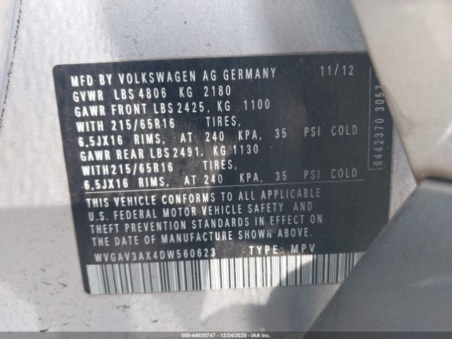 2013 VOLKSWAGEN TIGUAN WVGAV3AX4DW560623 Photo 8