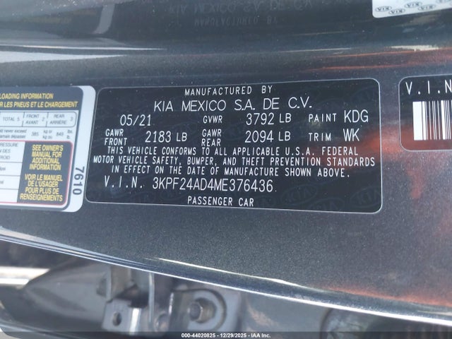 KIA Forte Lxs 2021 3KPF24AD4ME376436 Image 9