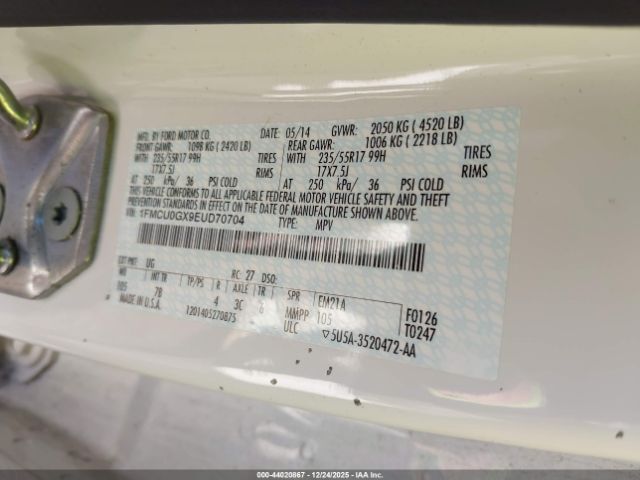 2014 FORD ESCAPE 1FMCU0GX9EUD70704 Photo 8