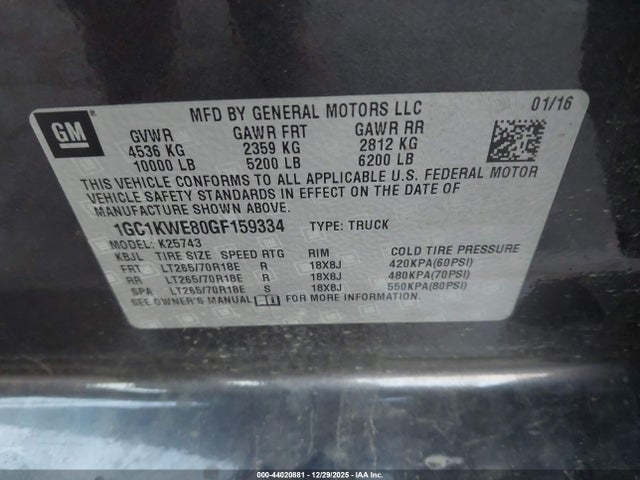 1GC1KWE80GF159334 Chevrolet Silverado 2500hd Ltz