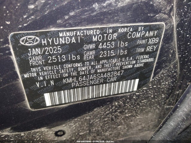 Продажа на аукционе авто 2025 Hyundai Sonata Sel, vin: KMHL64JA6SA482847, номер лота: 44020890