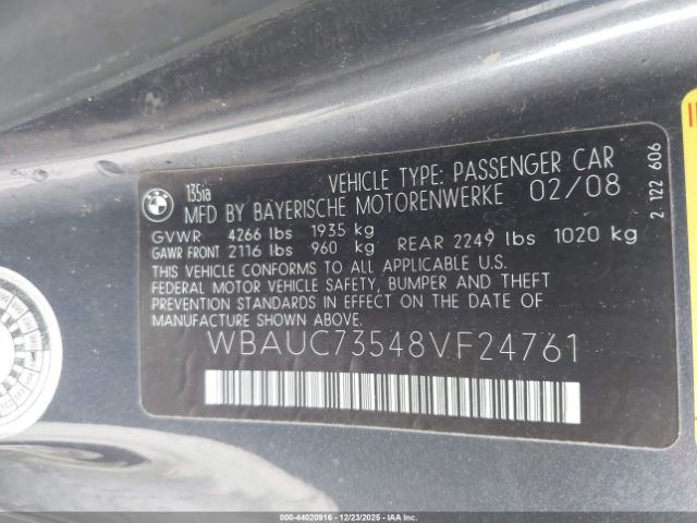 2008 BMW 135I WBAUC73548VF24761 Photo 8
