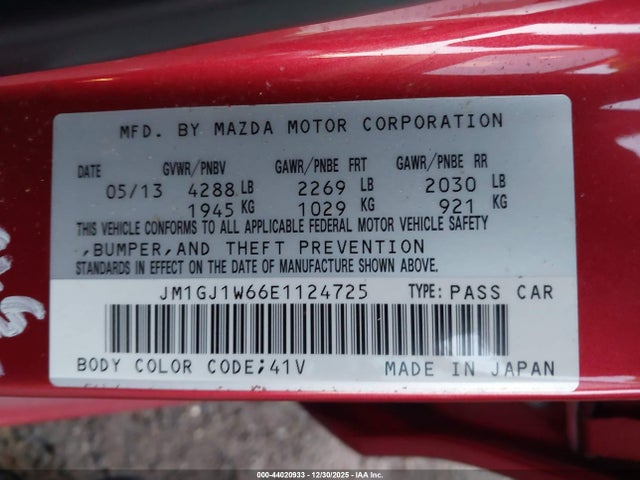 JM1GJ1W66E1124725 Mazda Mazda6 I Grand Touring