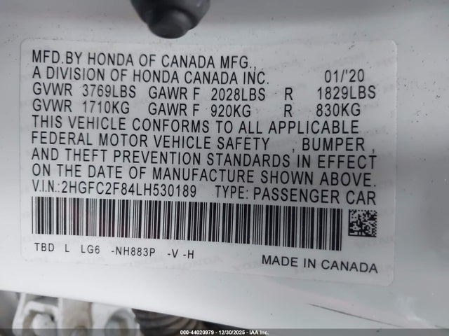 Honda Civic Sport 2020 2HGFC2F84LH530189 Image 9