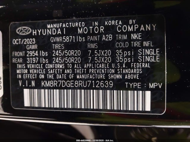 KM8R7DGE8RU712639 Hyundai Palisade Calligraphy Night Edition