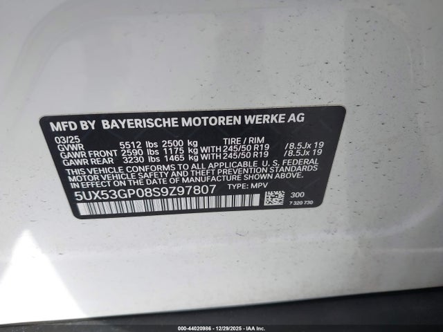 5UX53GP08S9Z97807 BMW X3 30 Xdrive