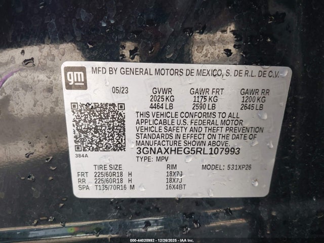 3GNAXHEG5RL107993 Chevrolet Equinox Fwd Ls
