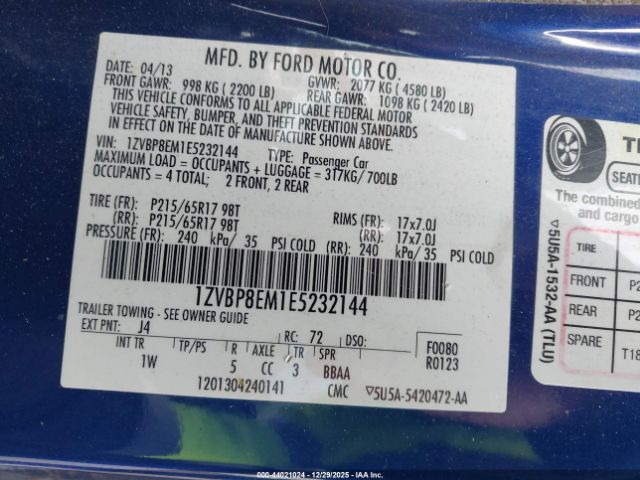 2014 FORD MUSTANG 1ZVBP8EM1E5232144 Photo 8