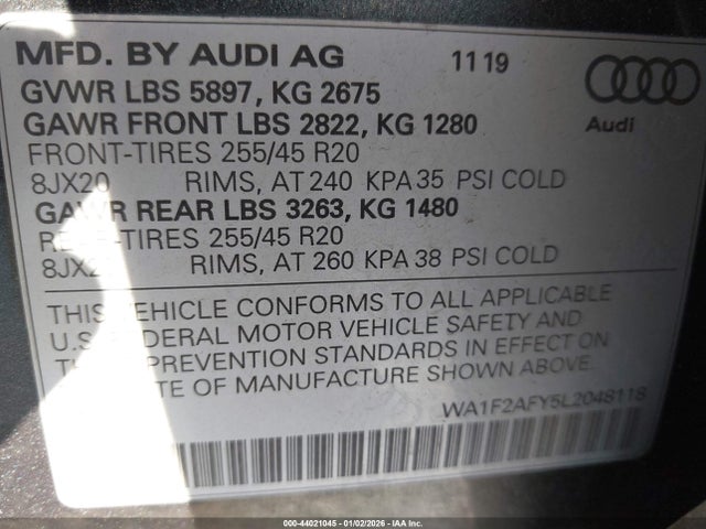 2020 AUDI Q5 WA1F2AFY5L2048118 Photo 8