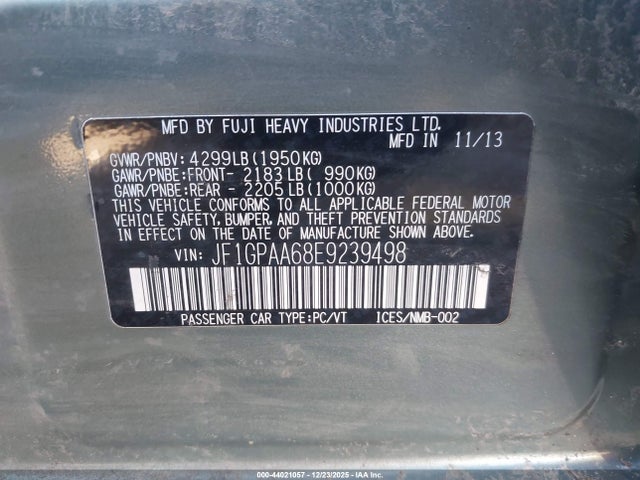Subaru Impreza 2.0i 2014 JF1GPAA68E9239498 Image 9