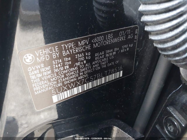 44021079 :رقم المزاد ، 5UXWX7C57BLT78516 vin ، 2011 Bmw X3 Xdrive35i مزاد بيع
