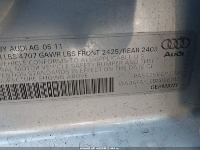 2011 AUDI A4 WAUAFAFL6BN056702 Photo 8