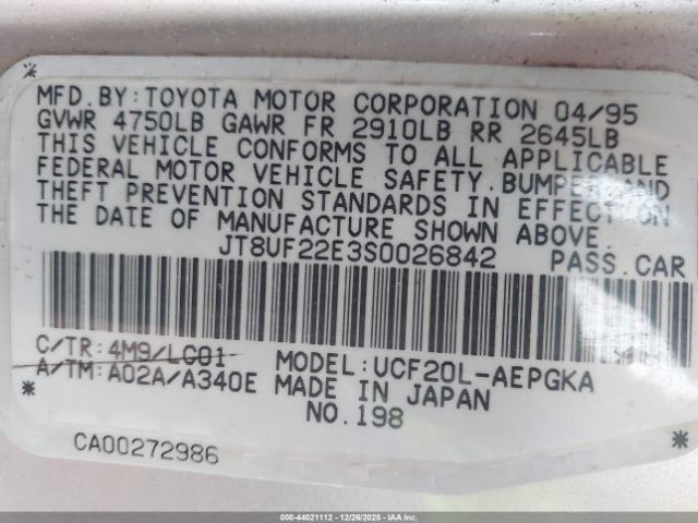 1995 LEXUS LS JT8UF22E3S0026842 Photo 8