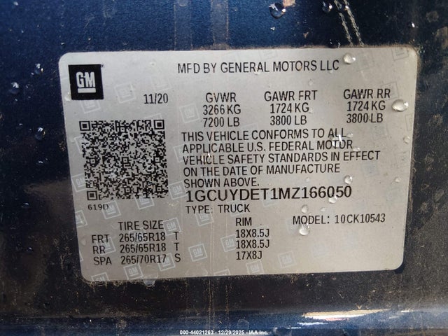 1GCUYDET1MZ166050 Chevrolet Silverado 1500 4wd Short Bed Lt