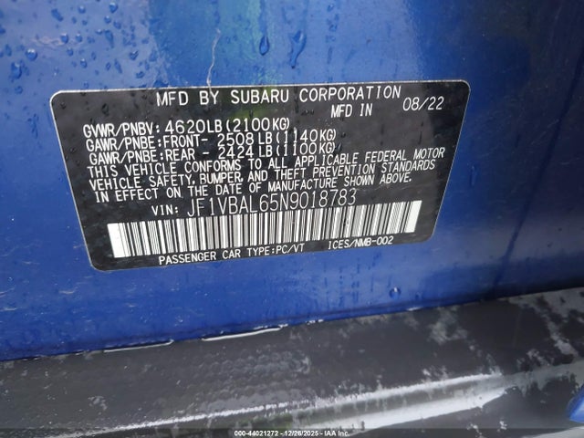 2022 SUBARU WRX JF1VBAL65N9018783 Photo 8