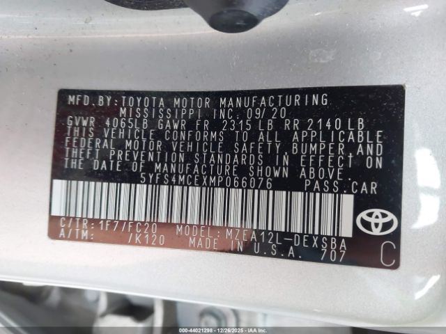 2021 TOYOTA COROLLA 5YFS4MCEXMP066076 Photo 8