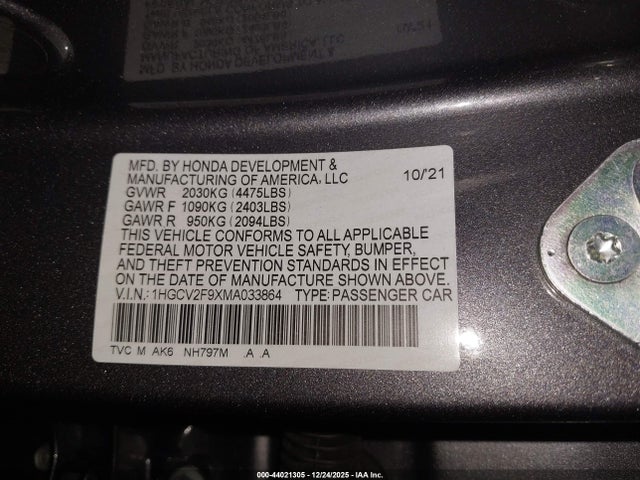 1HGCV2F9XMA033864 Honda Accord Touring
