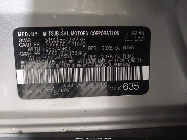 2022 MITSUBISHI OUTLANDER JA4J4UA8XNZ026493 Photo 8
