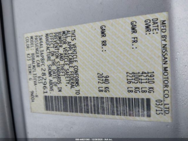 2015 NISSAN ALTIMA 1N4AL3AP8FC282961 Photo 8