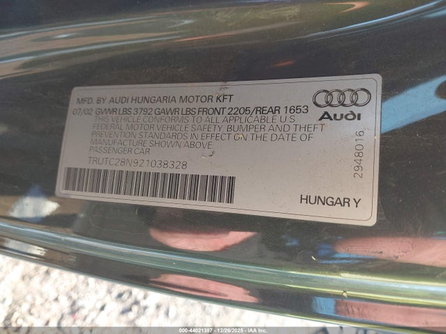 2002 AUDI TT TRUTC28N921038328 Photo 8