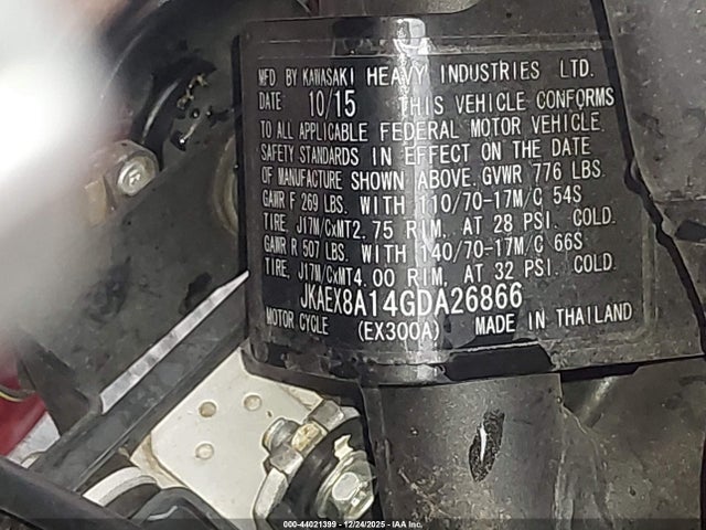 JKAEX8A14GDA26866 Kawasaki Ex300 A