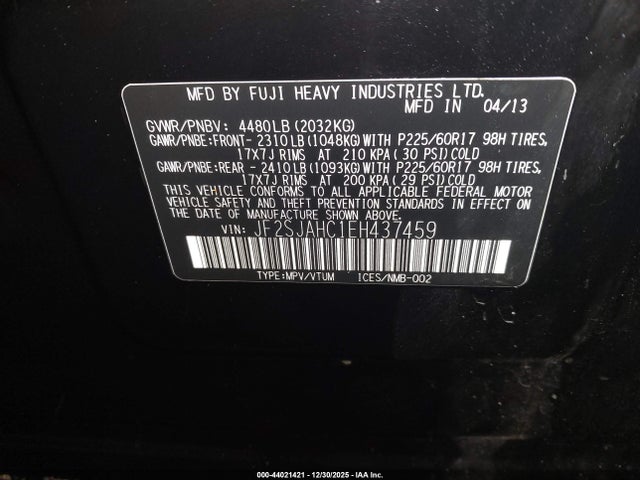 JF2SJAHC1EH437459 Subaru Forester 2.5i Limited