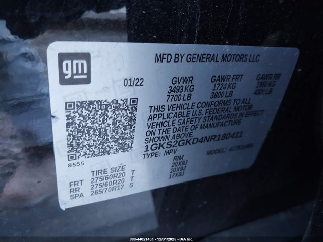 1GKS2GKD4NR180411 GMC Yukon Xl 4wd Slt