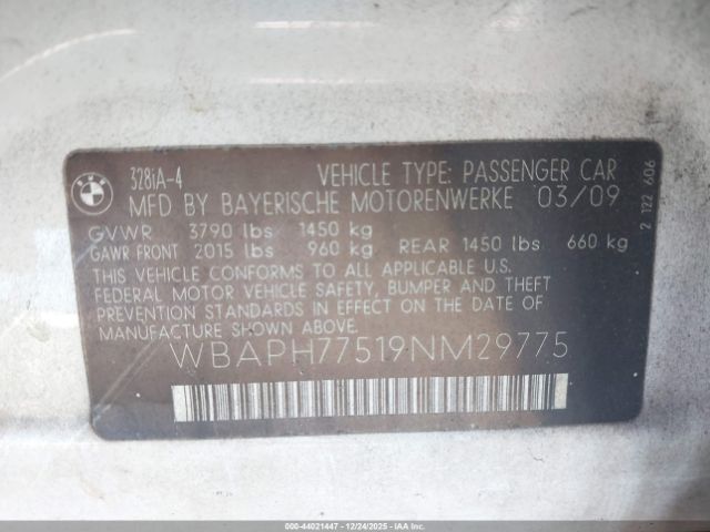 2009 BMW 328I WBAPH77519NM29775 Photo 8