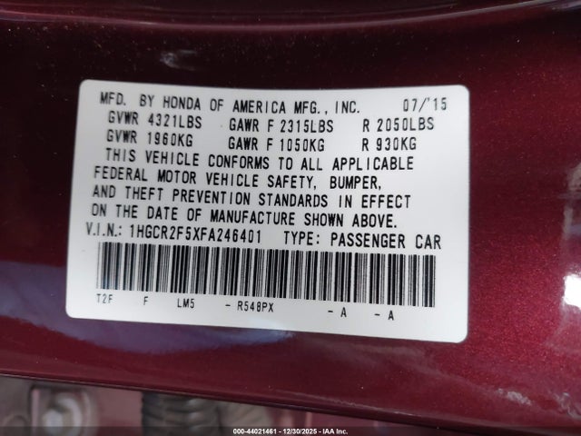 1HGCR2F5XFA246401 Honda Accord Sport