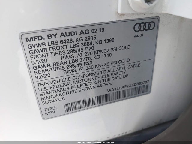 2019 AUDI Q7 WA1LHAF7XKD033707 Photo 8