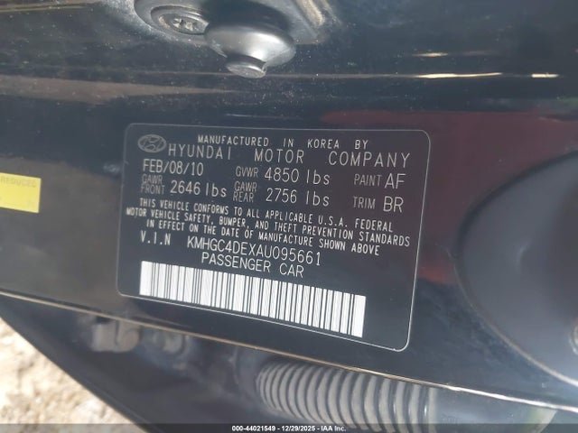 Продаж на аукціоні авто 2010 Hyundai Genesis 3.8, vin: KMHGC4DEXAU095661, номер лоту: 44021549