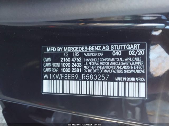2020 MERCEDES-BENZ C 300 W1KWF8EB9LR580257 Photo 8