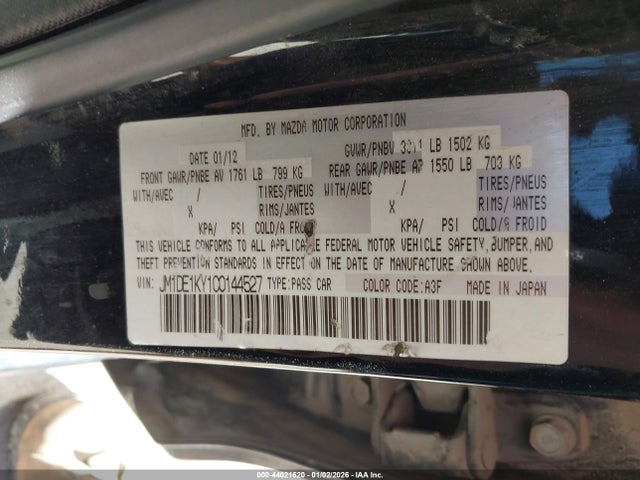 Aukcja sprzedaży 2012 Mazda Mazda2 Sport, vin: JM1DE1KY1C0144527, numer aukcji: 44021620