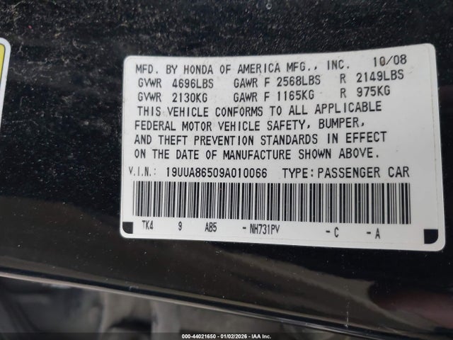 2009 ACURA TL 19UUA86509A010066 Photo 8